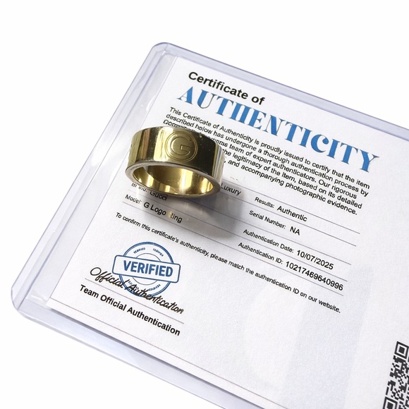 Gucci • Sterling Silver G Logo Wide Band Ring, AG925 Authentic, Unisex, Size 6 - Picture 8 of 9